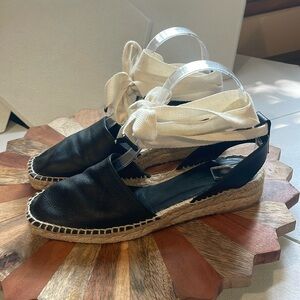 Everlane D'orsay Black espadrille gladiator wrap sandals size 7